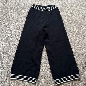 Sundays Black Cropped Pants with Cream Stripes